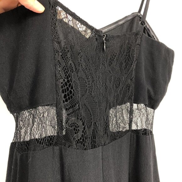 Lush Little Black Dress - cami strap mini dress w/ lace cutouts and trims M - Picture 8 of 14